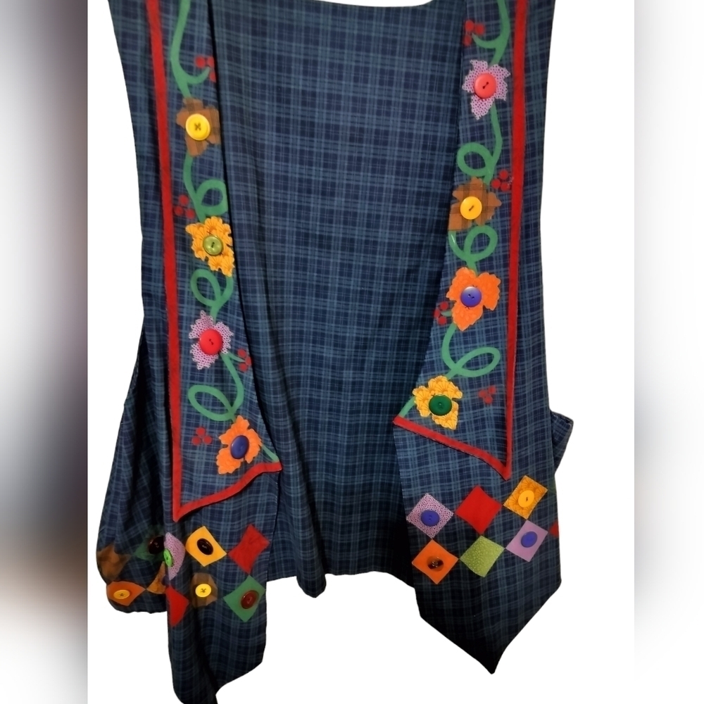 (1525) Vintage 90's Handmade Fall Harvest Plaid Vest - Picture 3 of 8